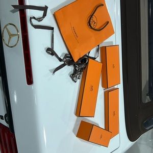 Authentic Hermes boxes with tissue and ribbon
